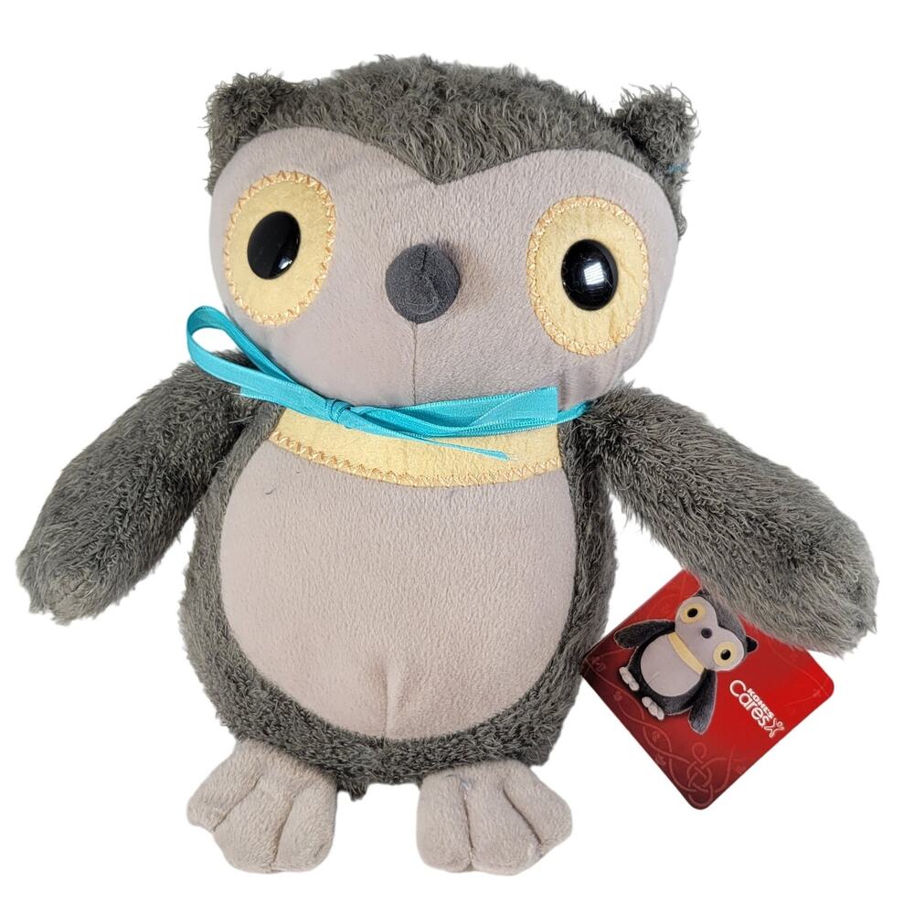 Kohl's Cares Owl Plush Stuffed Animal Gray Yellow Eyes 10" Toy Stuffie